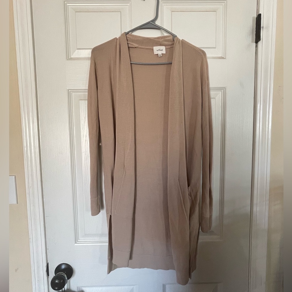 Wilfred Long Knitted Oatm Cardi With Pockets